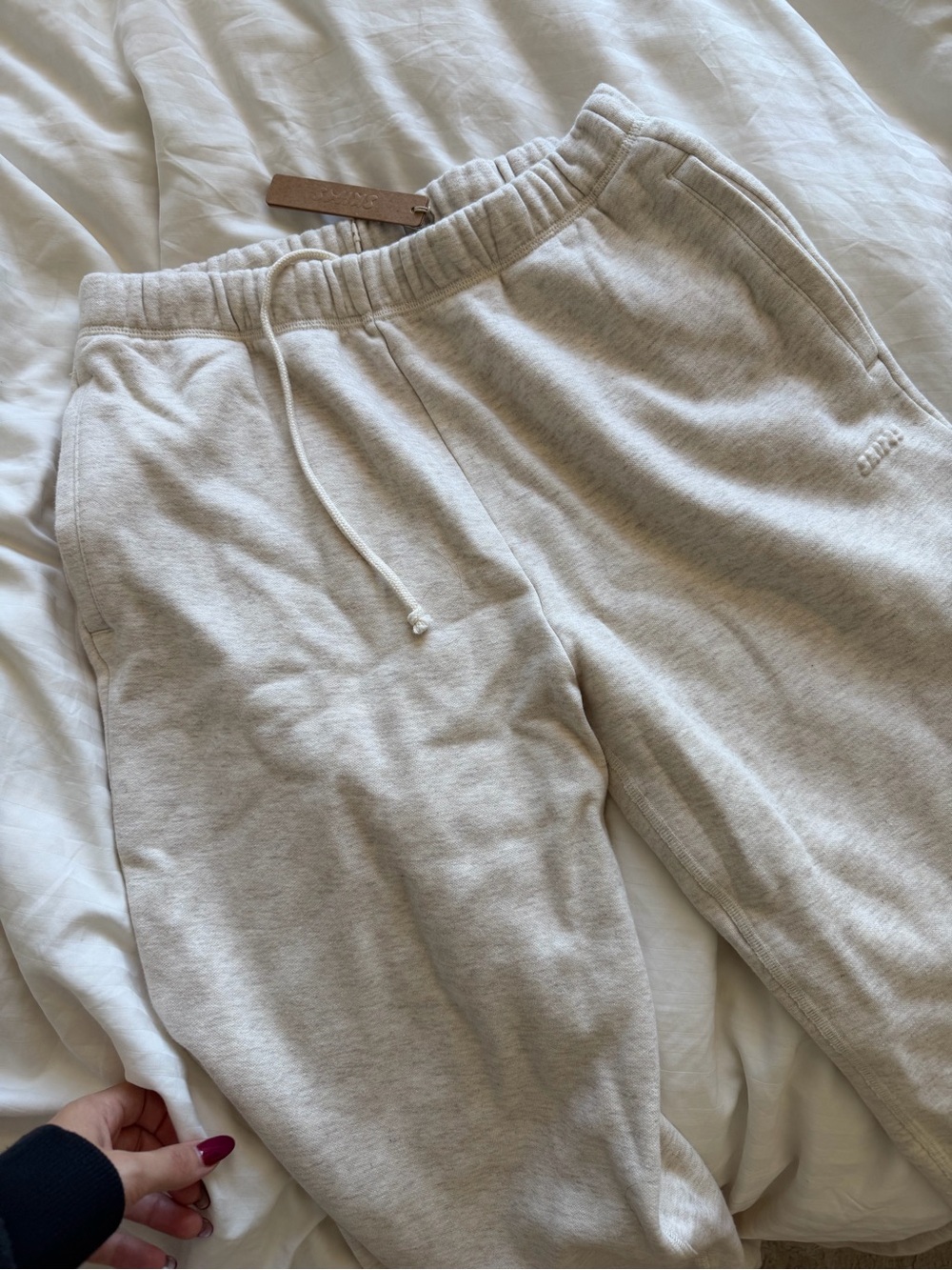 Kids Neutral Cream Drawstring Sweatpants - Picture 2 of 5